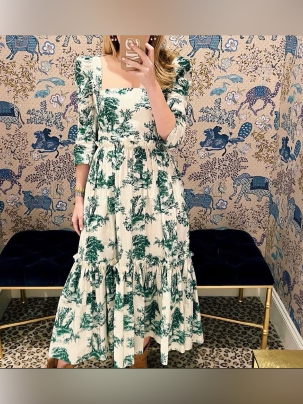 Cara Cara Blue Hill Dress forest toile Sz 6